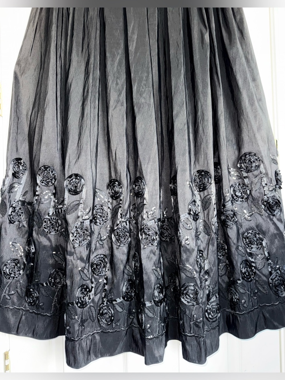 IGNITE EVENINGS 2 PC Set Black Sequin Rosette Gown + Bolero Jacket 18W Formal - Picture 5 of 16